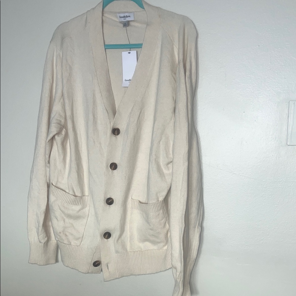 Goodfellow Men’s M Off-White Button-Up Cardigan New
